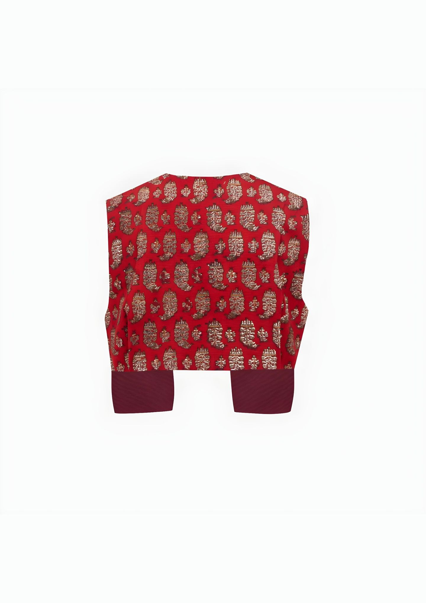 تاپ زنانه جیب دار کتان قرمز
