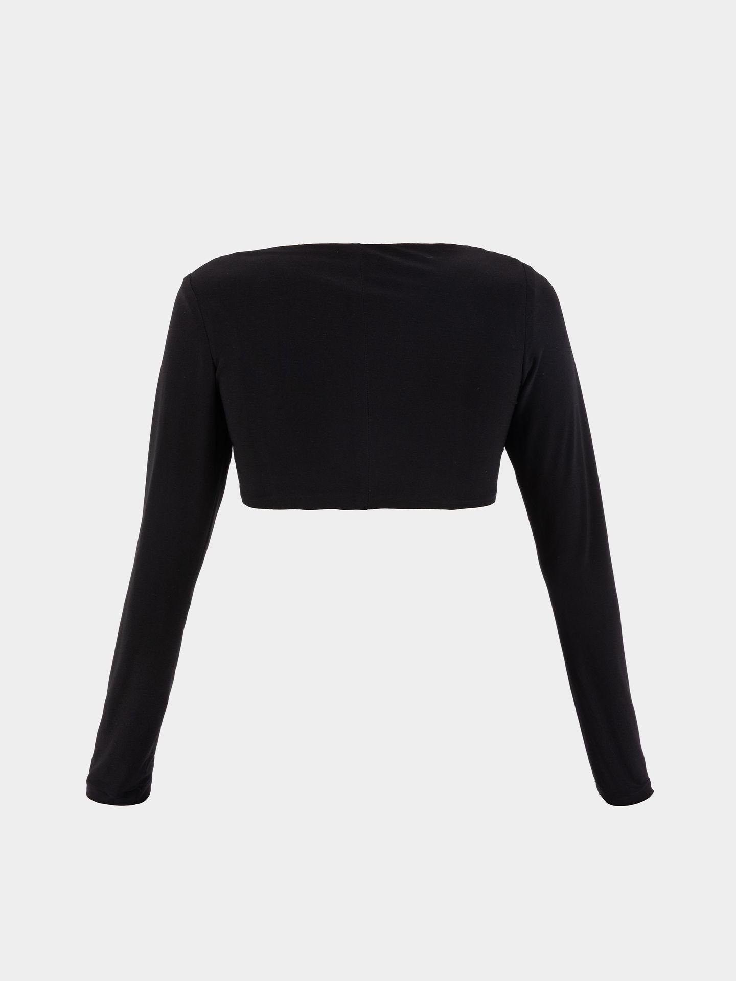 تاپ کوتاه زنانه ریون مشکی آستین‌دار