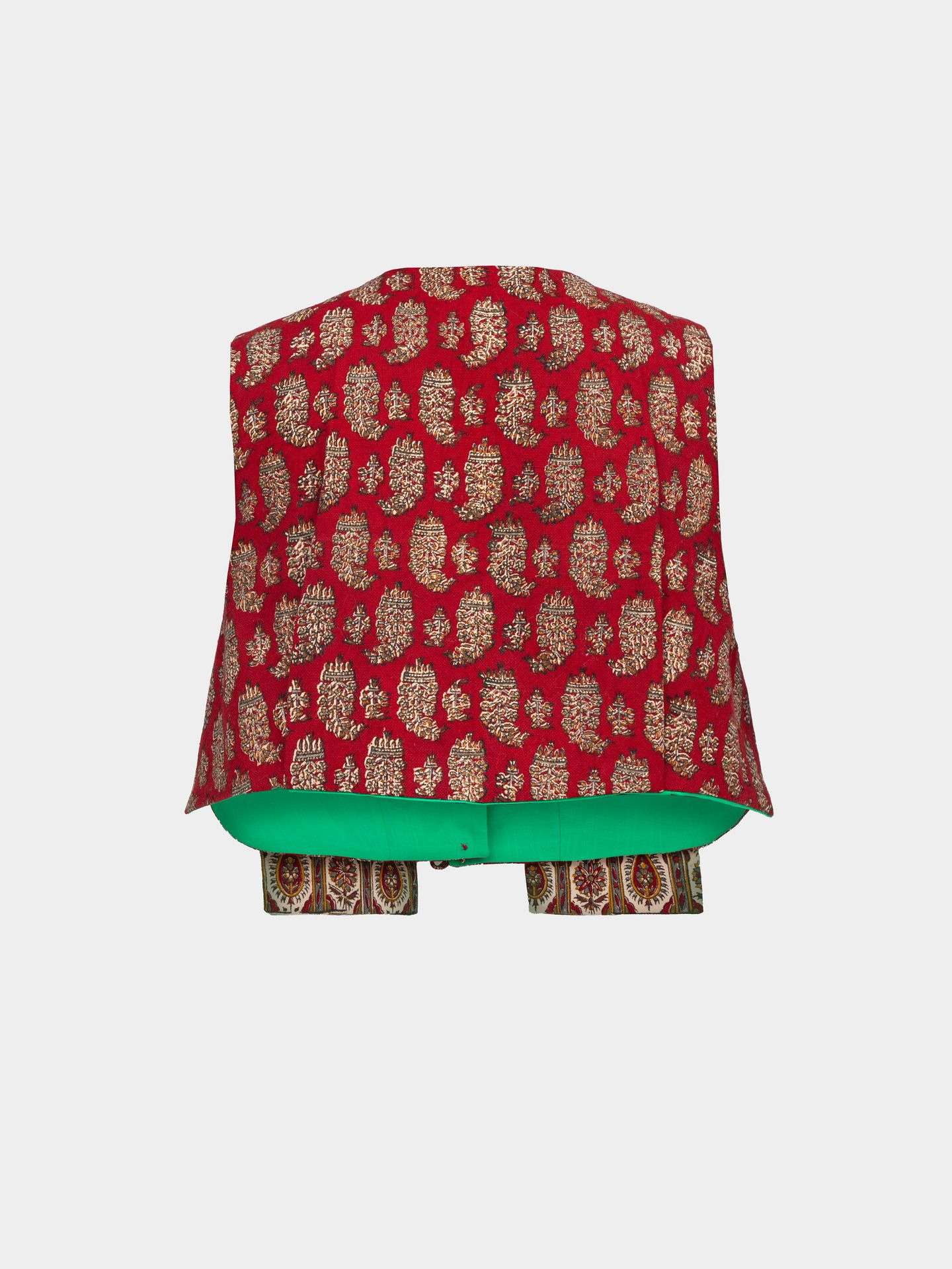 تاپ زنانه بته جقه جیبدار  قرمز