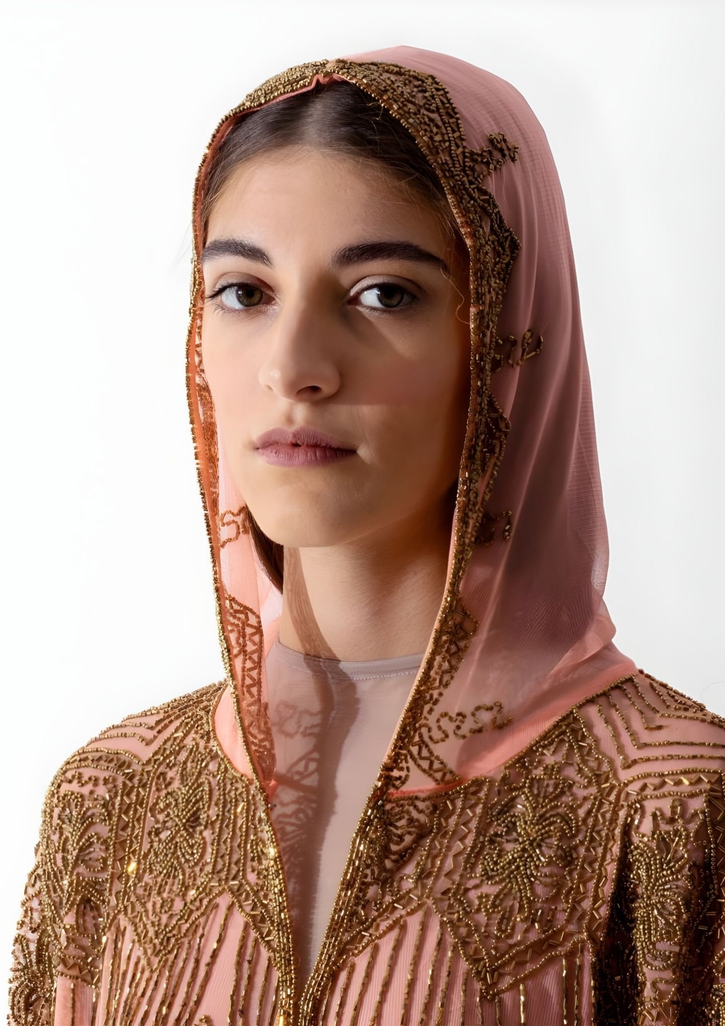 ژاکت زنانه توری منجوق دوزی شده گلبهی