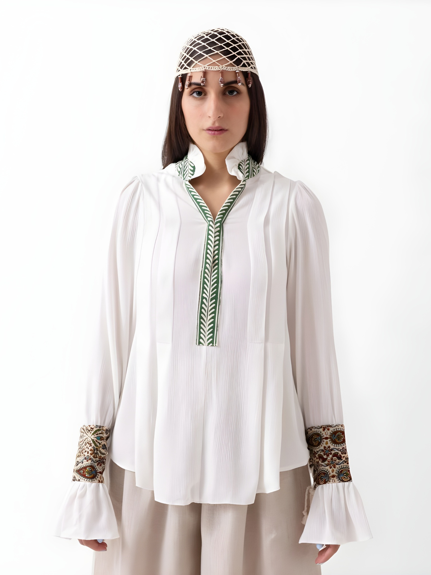 شومیز زنانه سفید نخی گلاب