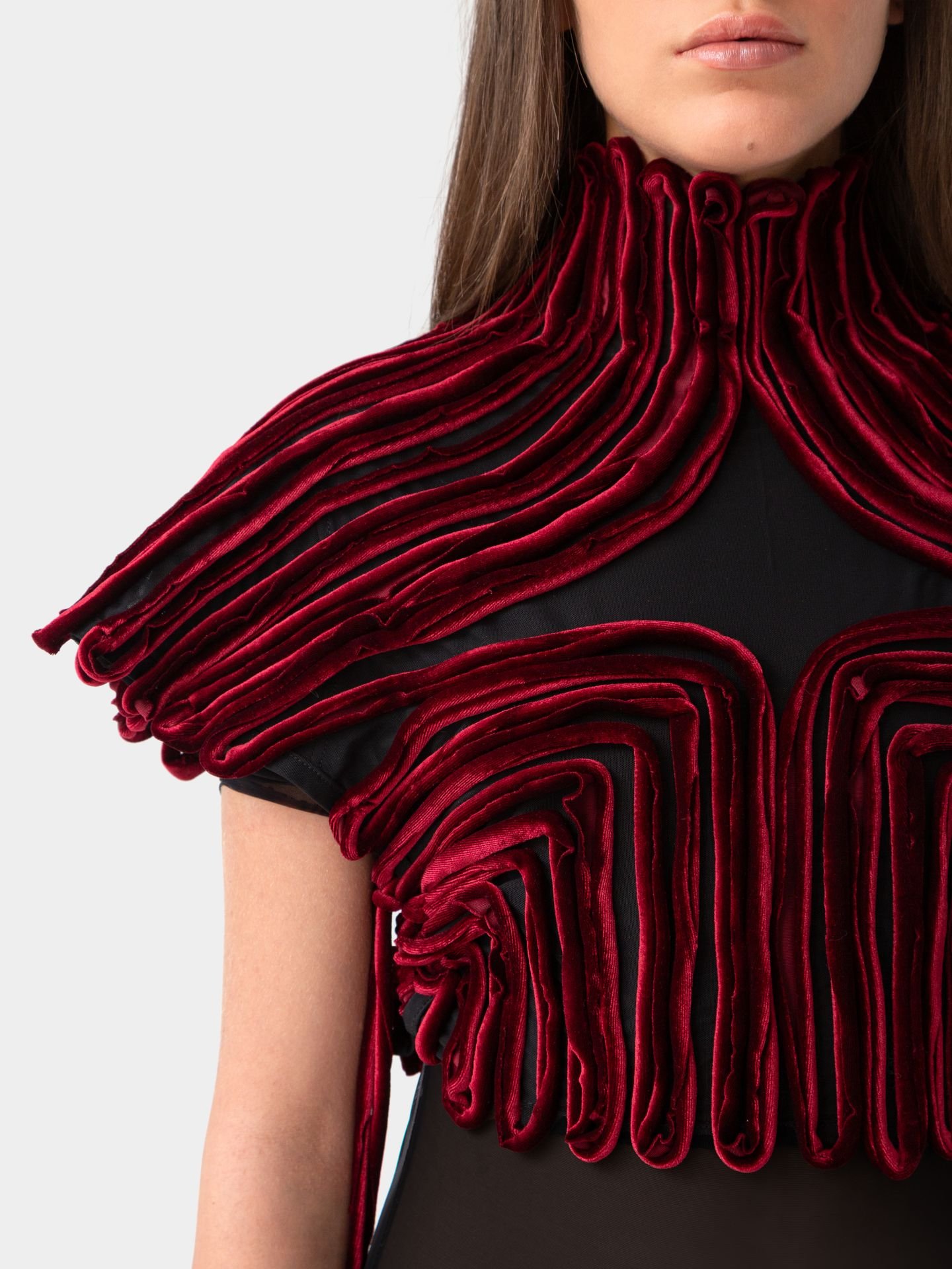 کراپ تاپ مخملی قرمز  Evangeline velvet 2 