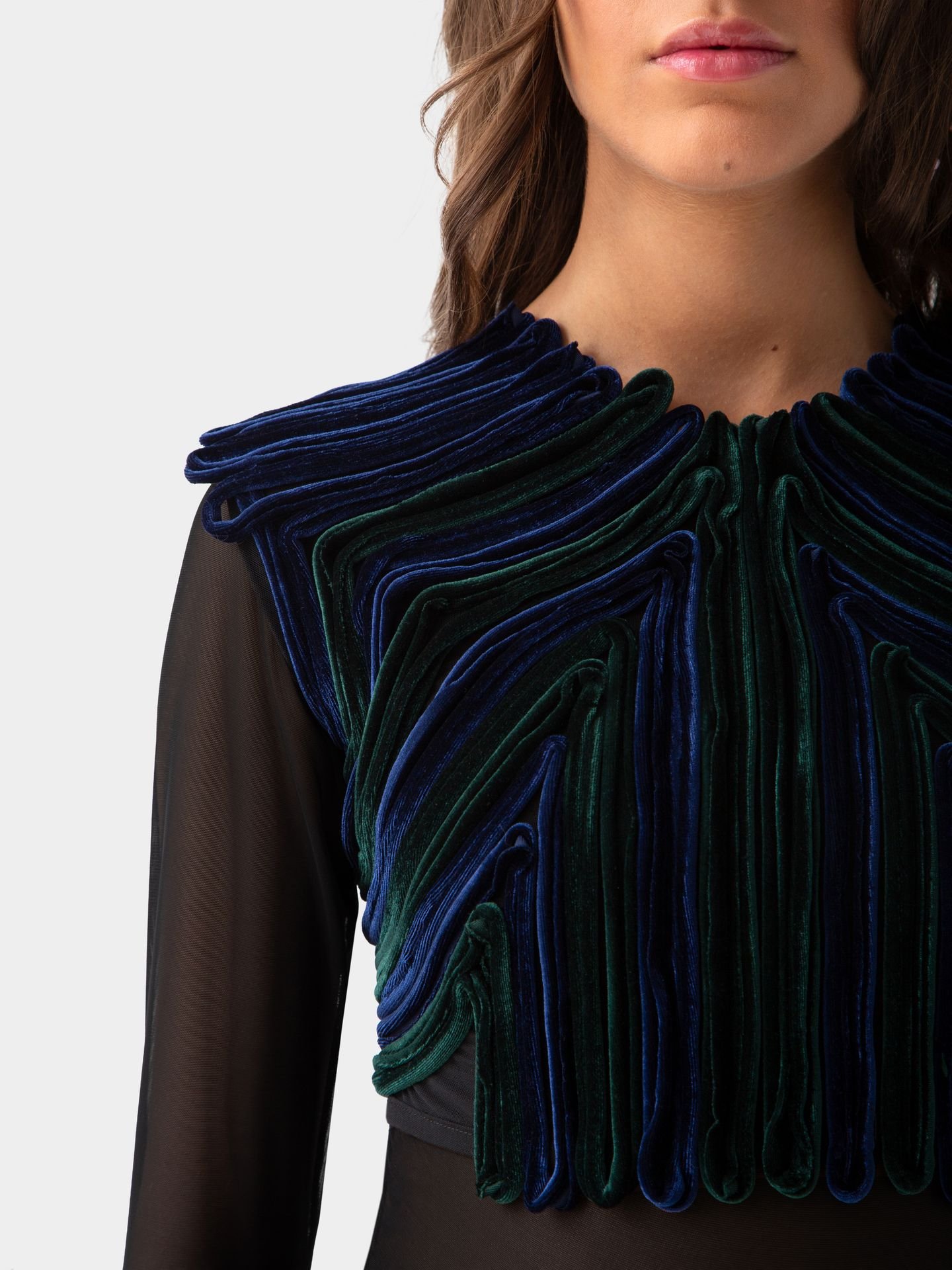 کراپ تاپ سبز سرمه ای echo velvet