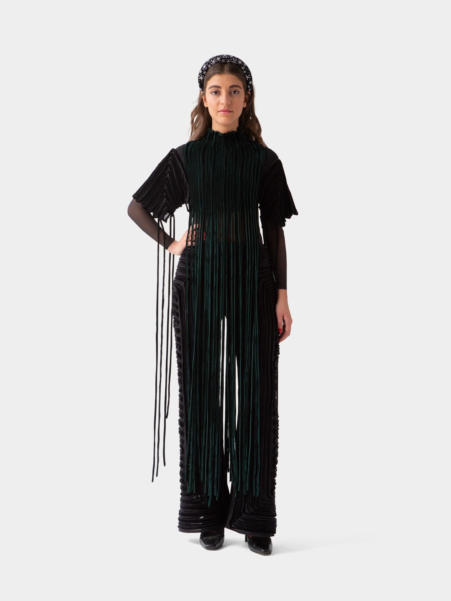کراپ تاپ سبز یشمی دو طرفه evangeline velvet