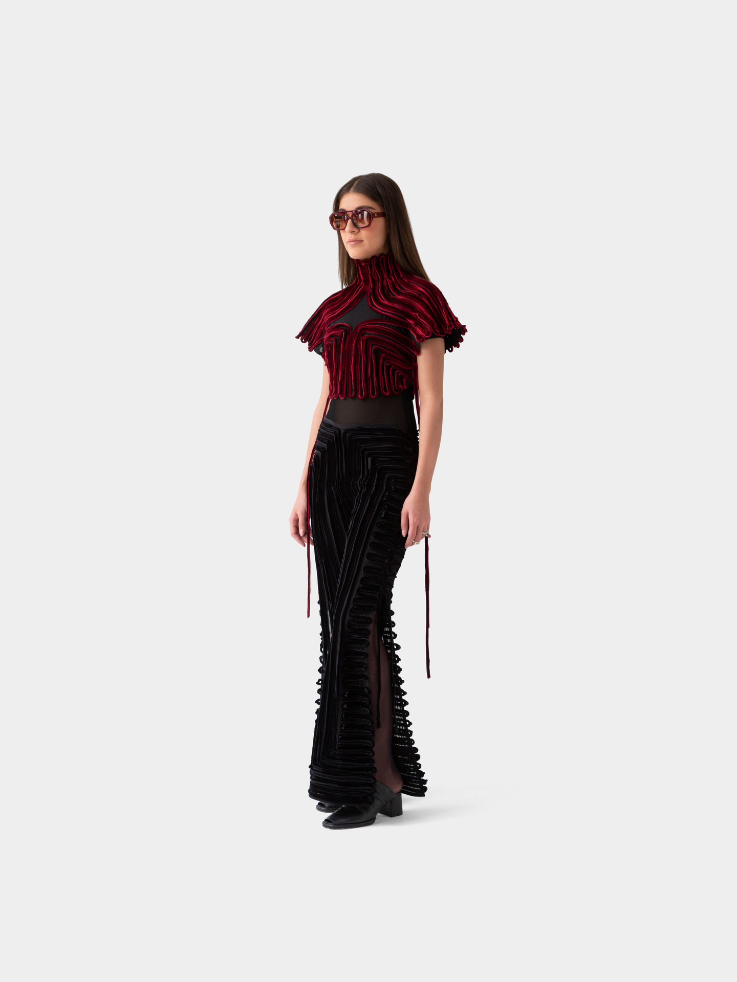 کراپ تاپ مخملی قرمز  Evangeline velvet 2 