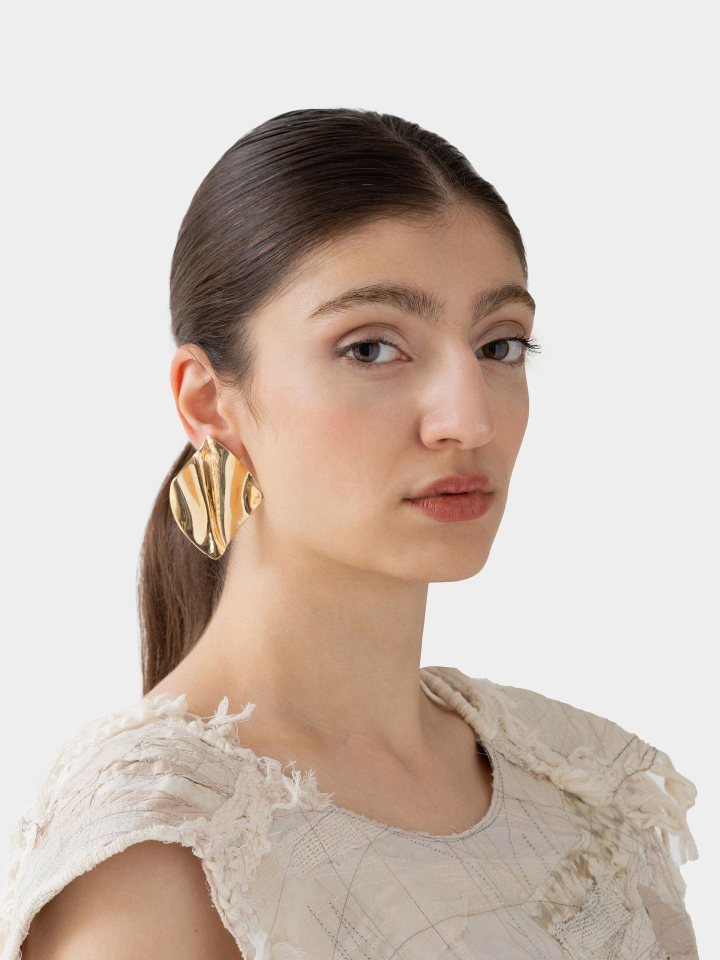 گوشواره موج برنز طلایی E-WD 01