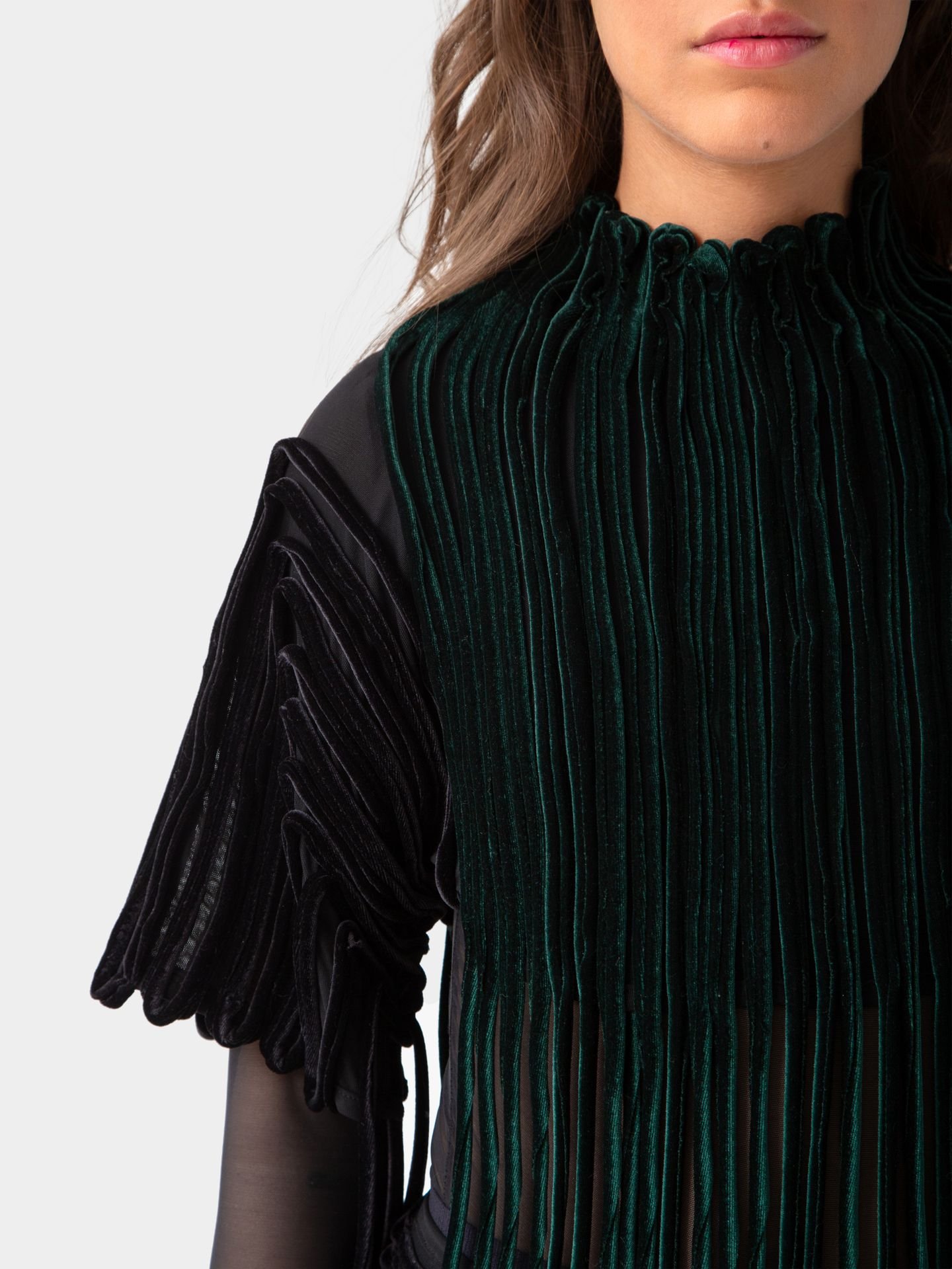 کراپ تاپ سبز یشمی دو طرفه evangeline velvet
