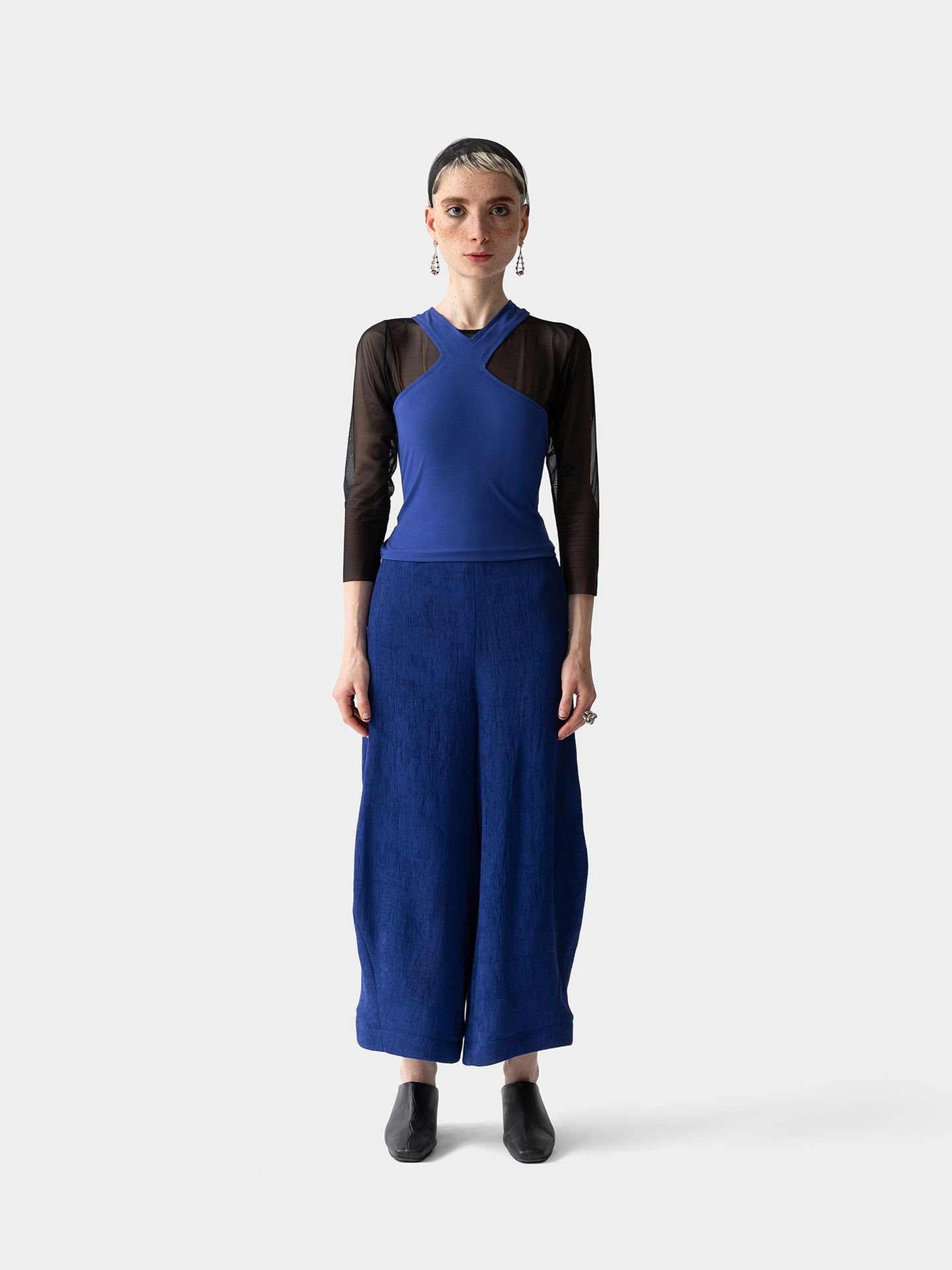 تاپ زنانه ریون آبی کاربنی