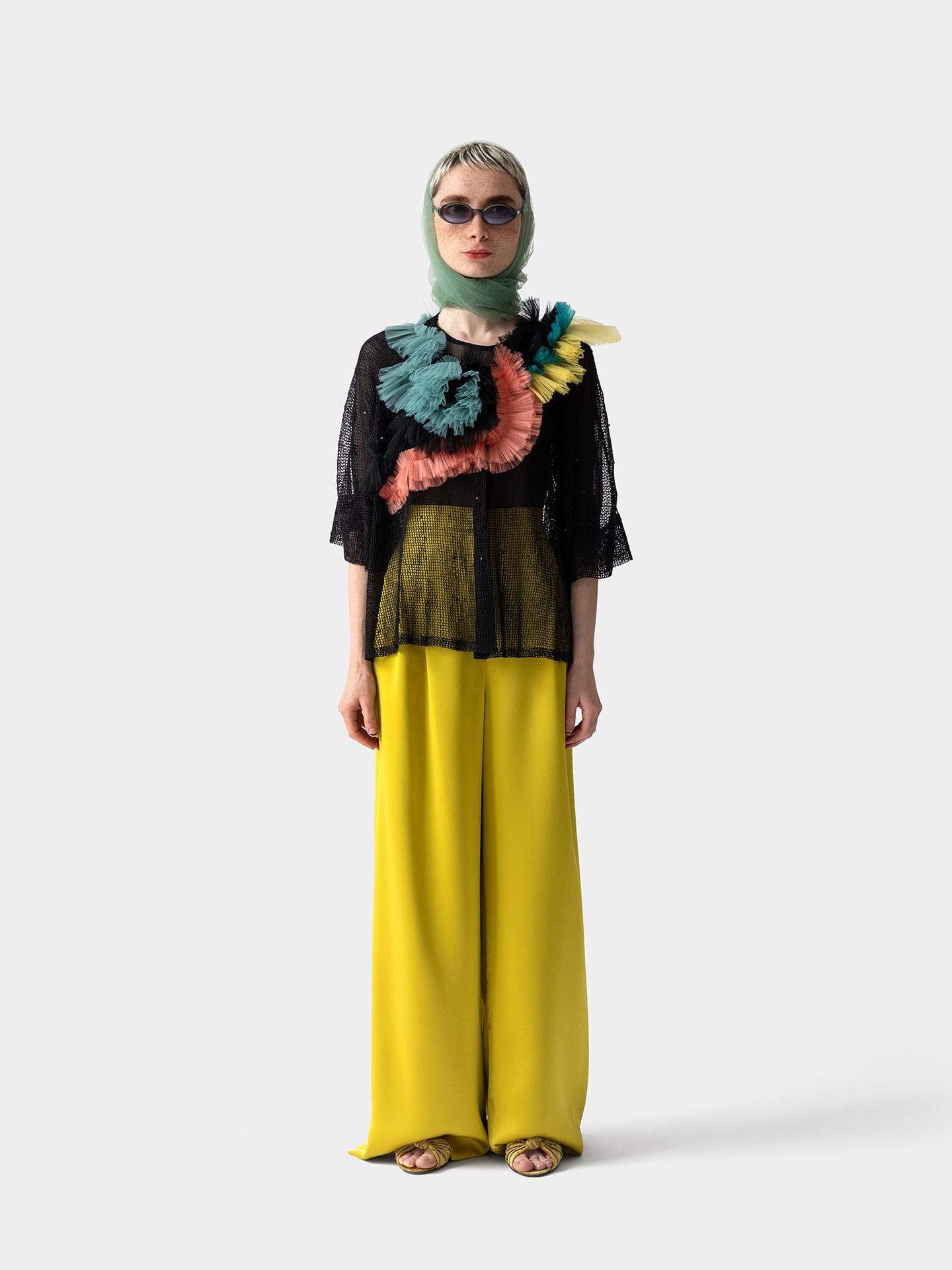 شلوار  زنانه ساتن ملانژ خردلی