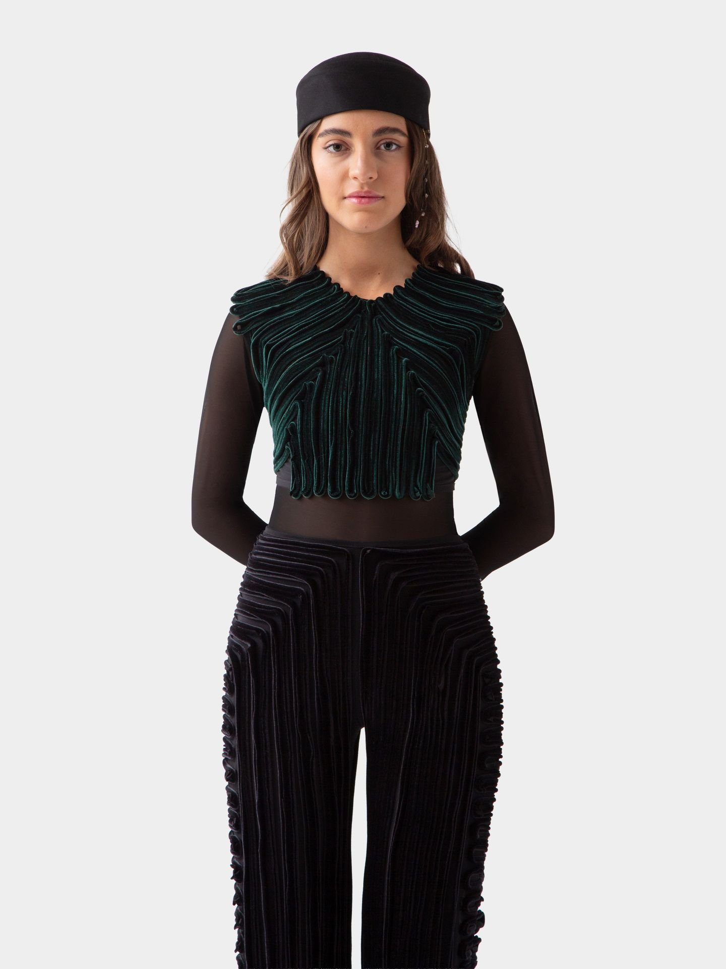 کراپ تاپ سبز زمردی echo velvet