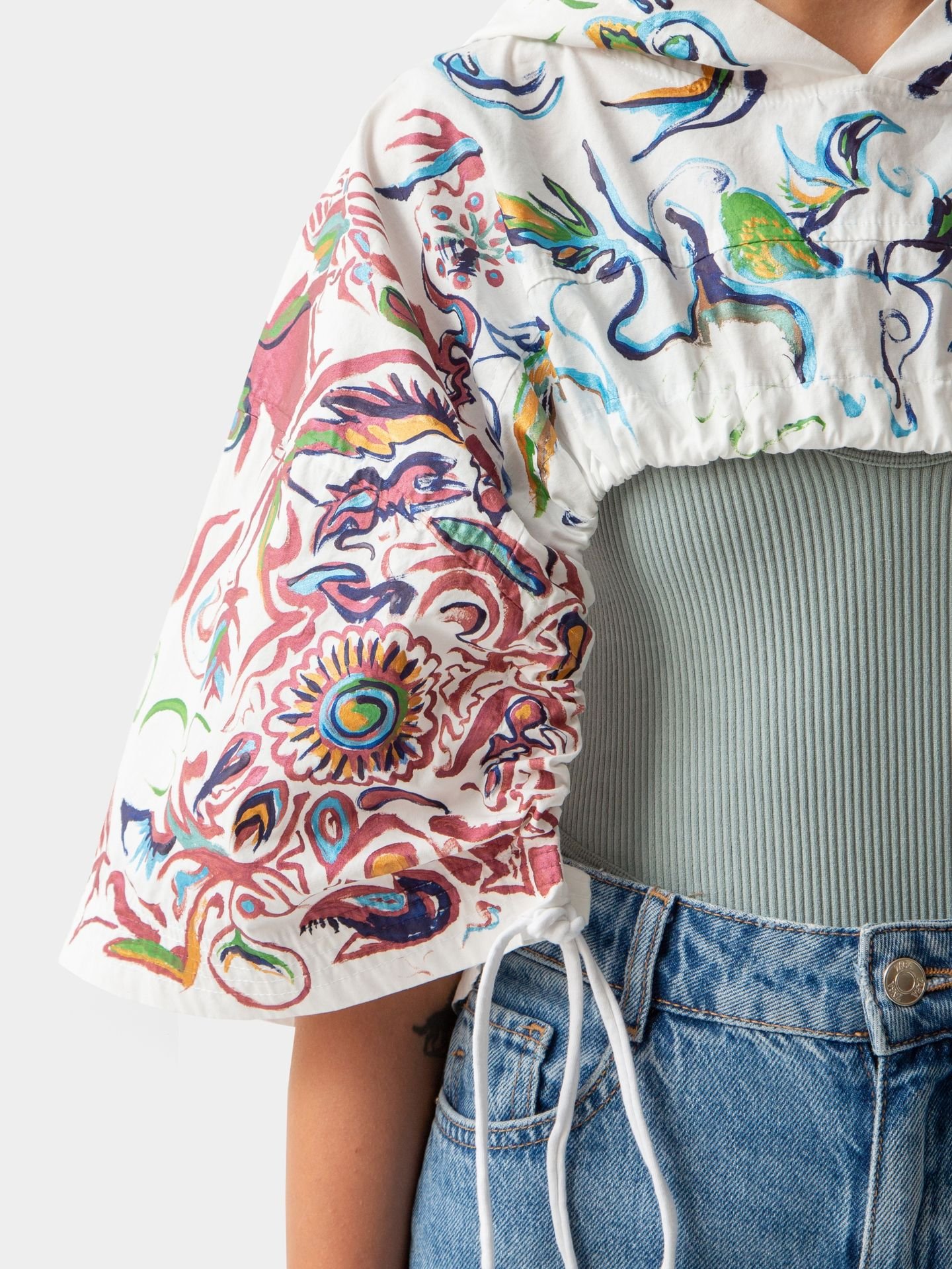 تاپ زنانه پوپلین سفید painted Cumulus