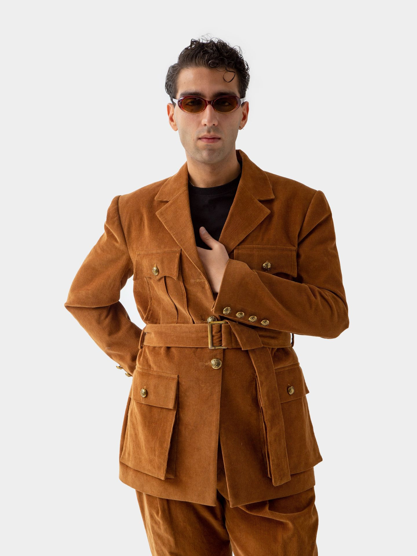  کت و شلوار سافاری مخمل کبریتی