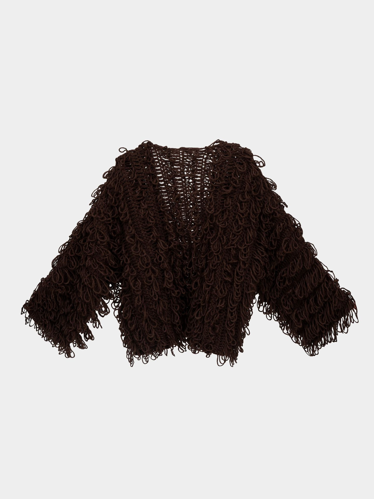 کت کوتاه قهوه ای کاموایی Fringe