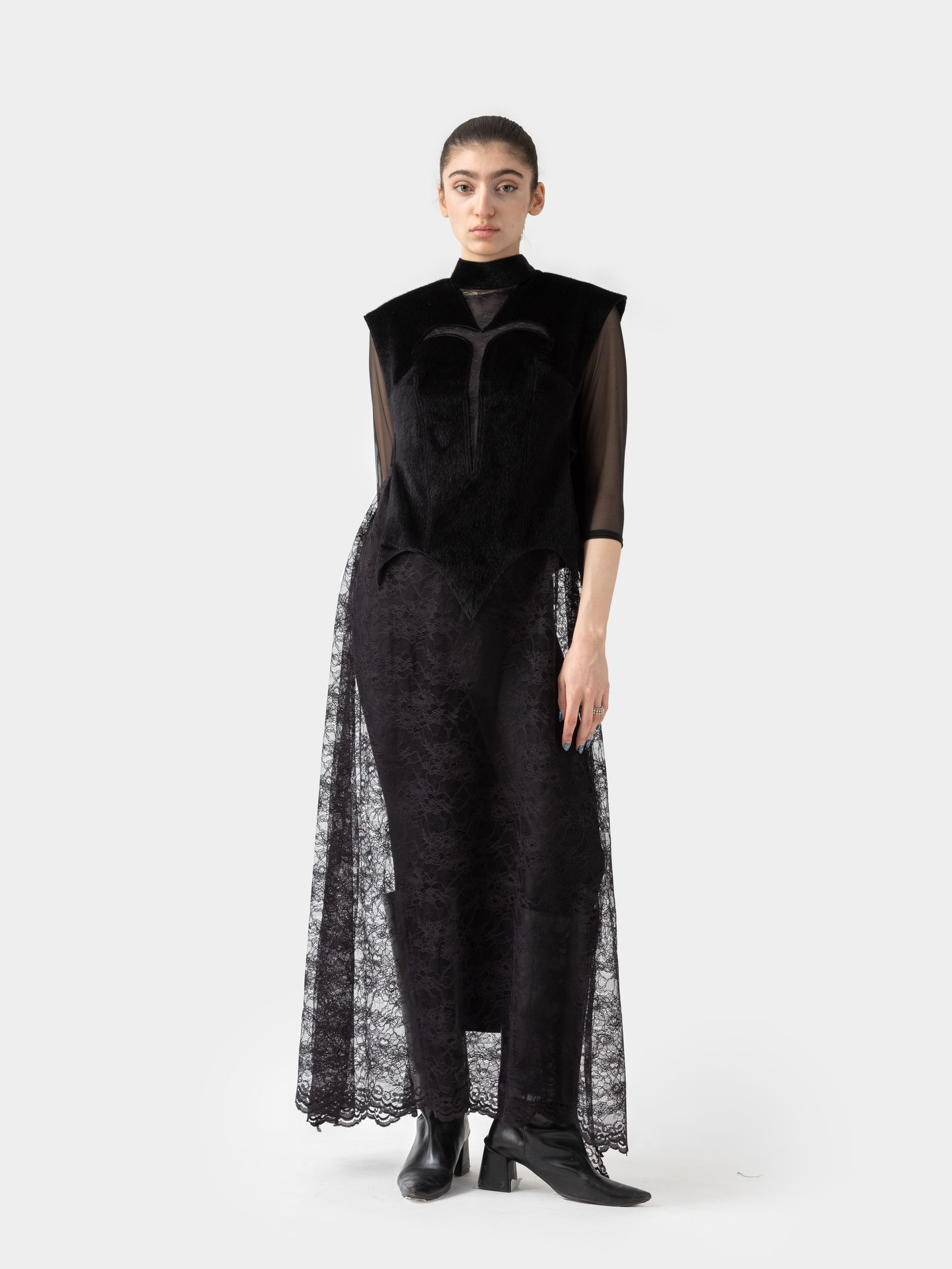 پیراهن زنانه خز و گیپور S-T F/W7
