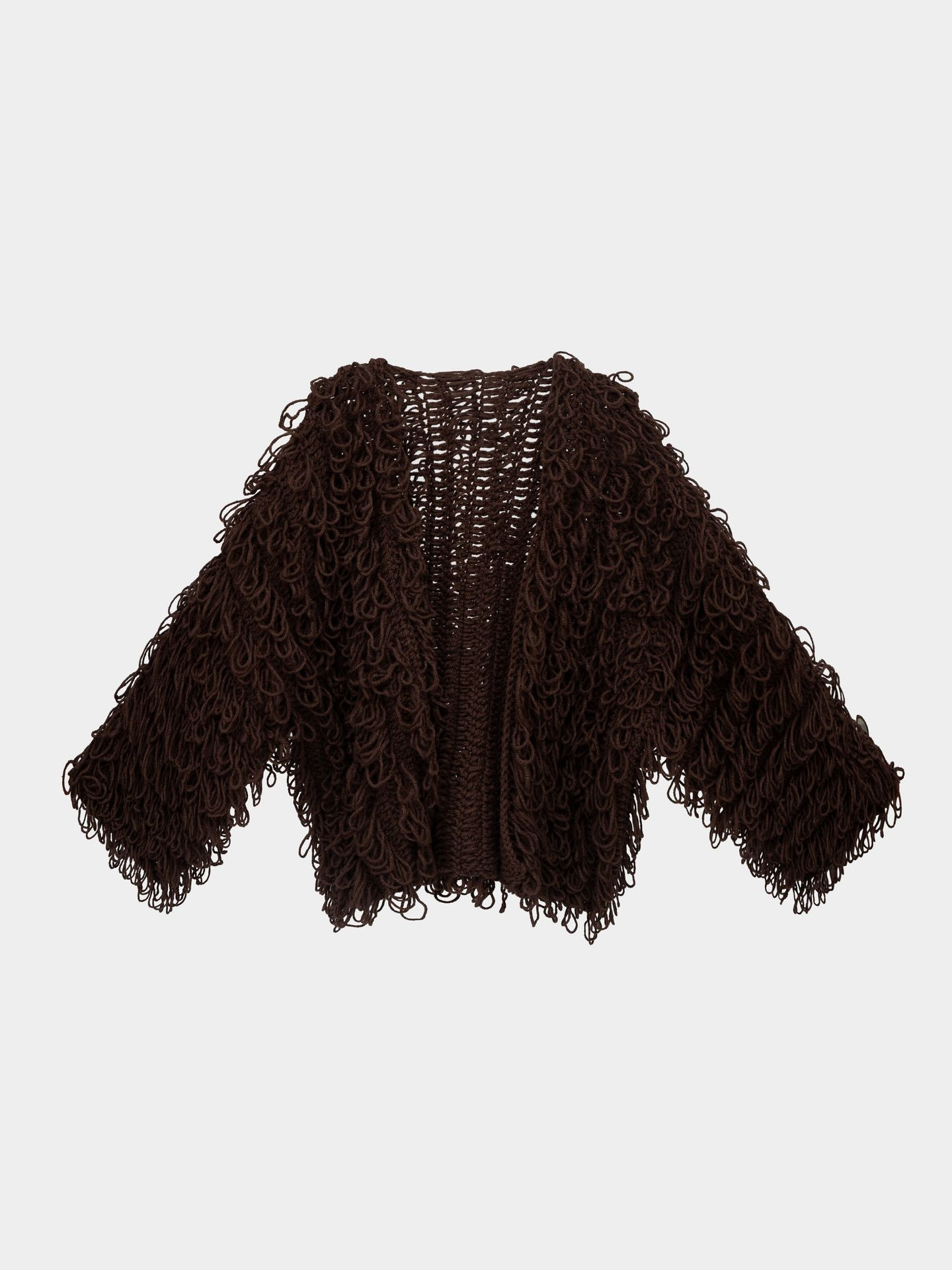 کت کوتاه قهوه ای کاموایی Fringe