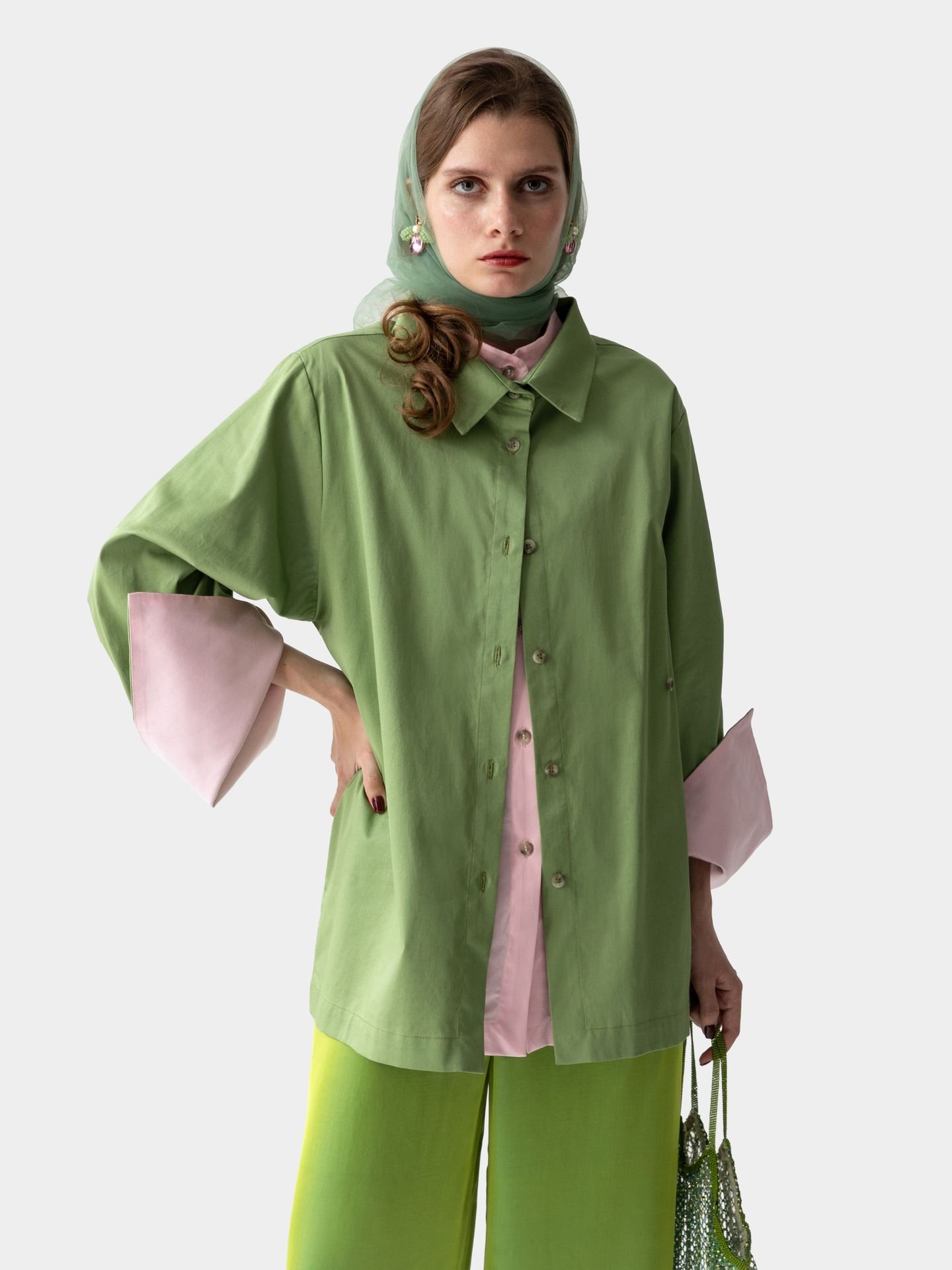 بلوز  زنانه ساتن پوبلین دولایه