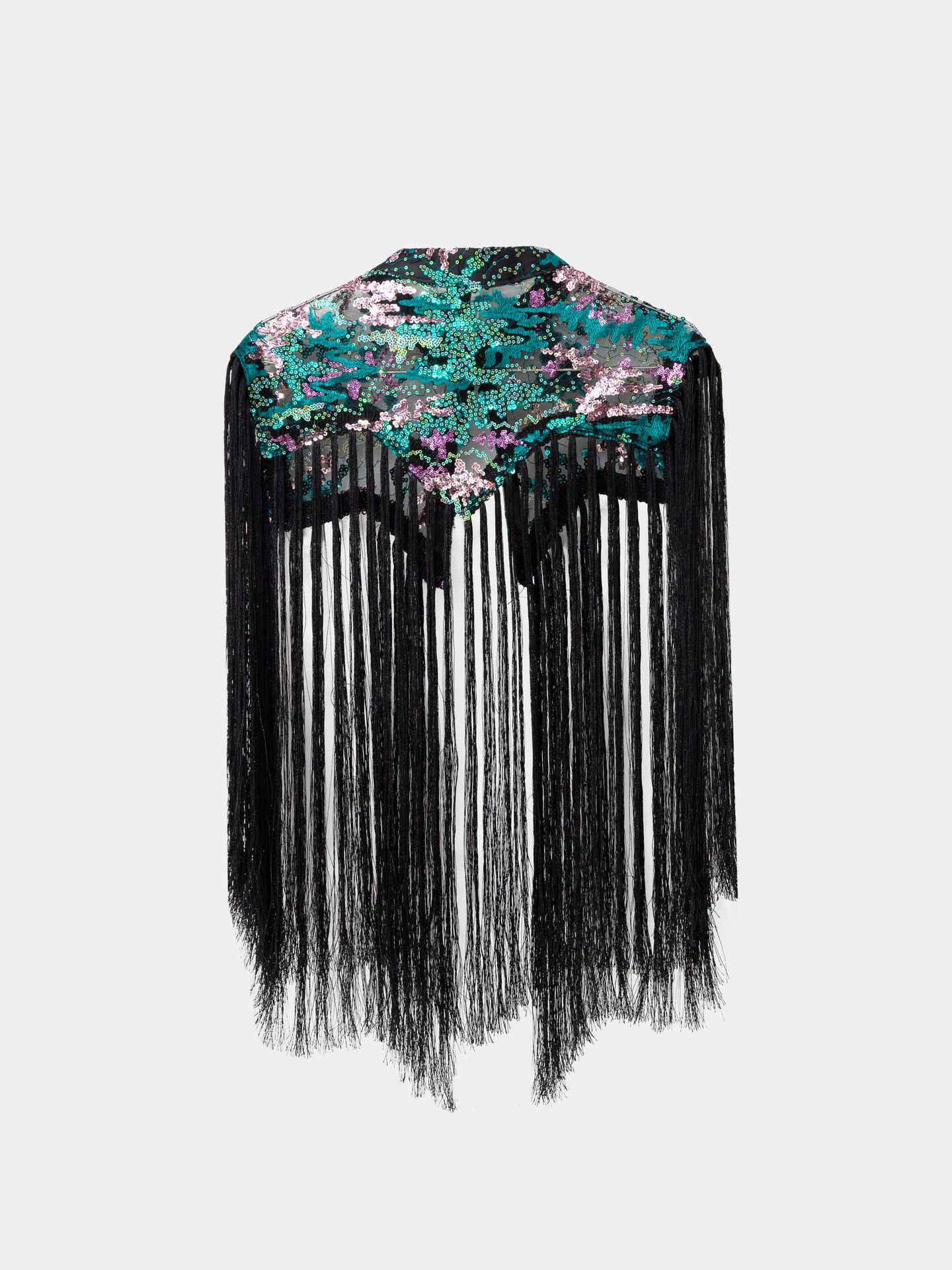 یقه پولکی فیروزه ای صورتی