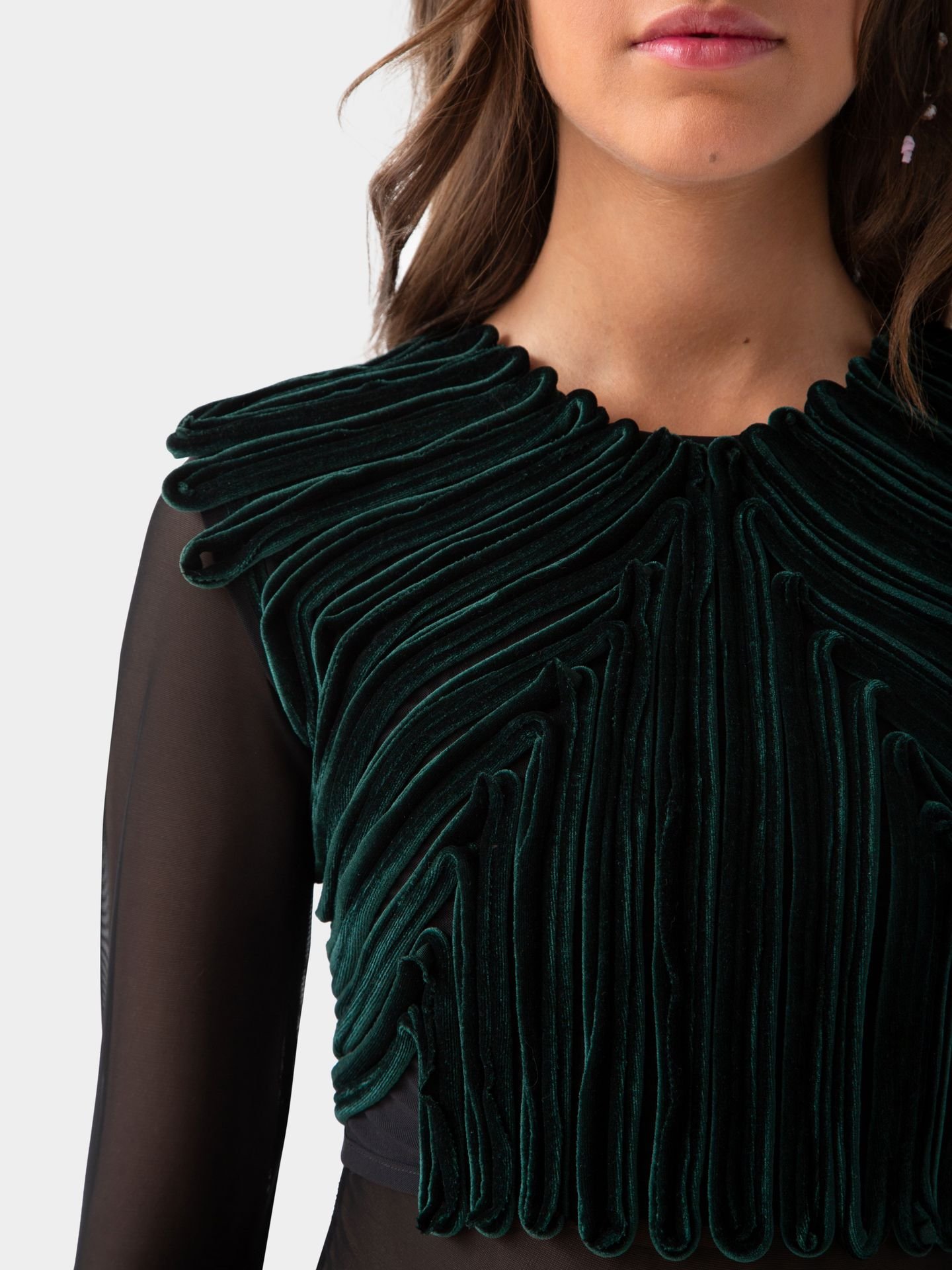 کراپ تاپ سبز زمردی echo velvet