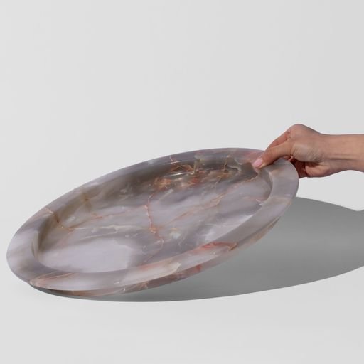 سینی لبه‌ دار مرمر دودی