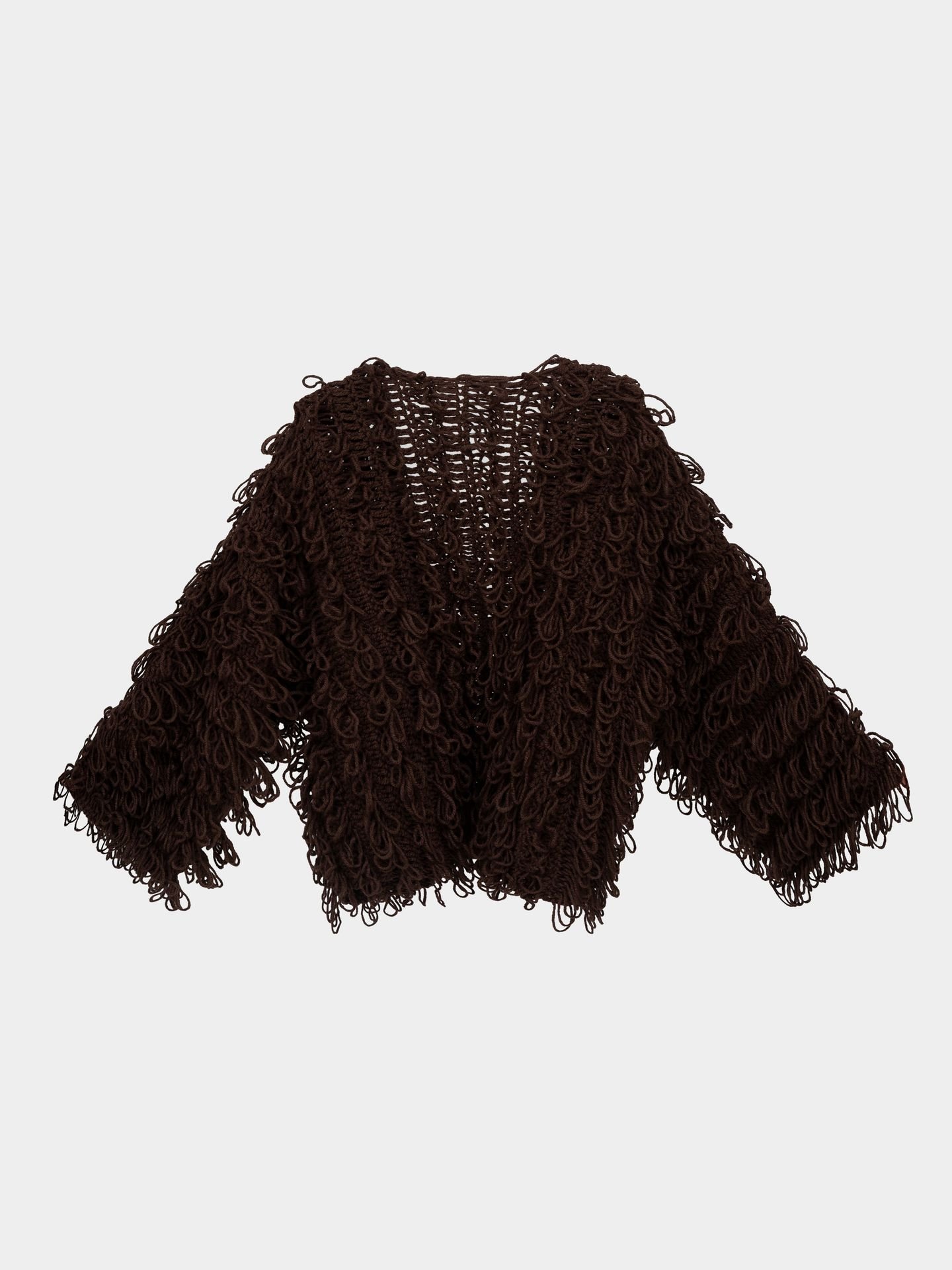 کت کوتاه قهوه ای کاموایی Fringe