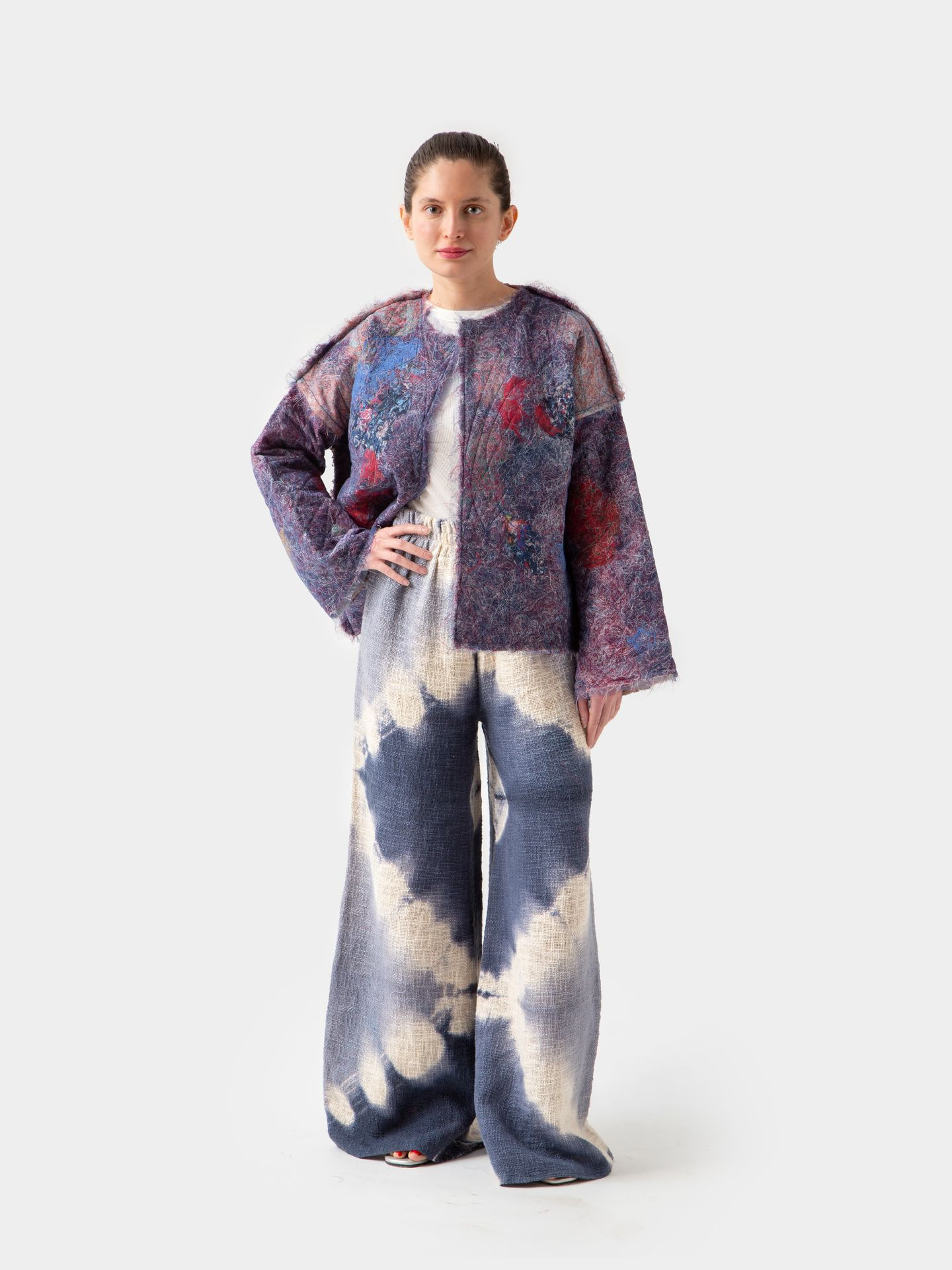 شلوار لکه ای آبی
